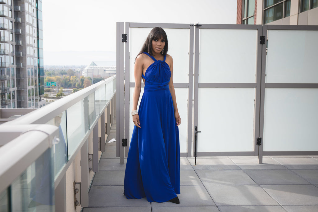 Cobalt Blue Convertible Wrap Dress  thebridalgods
