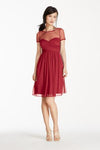 Apple Red Illusion Mesh Short Sleeve Dress