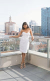 White Knee Length Sweetheart Vintage Dress
