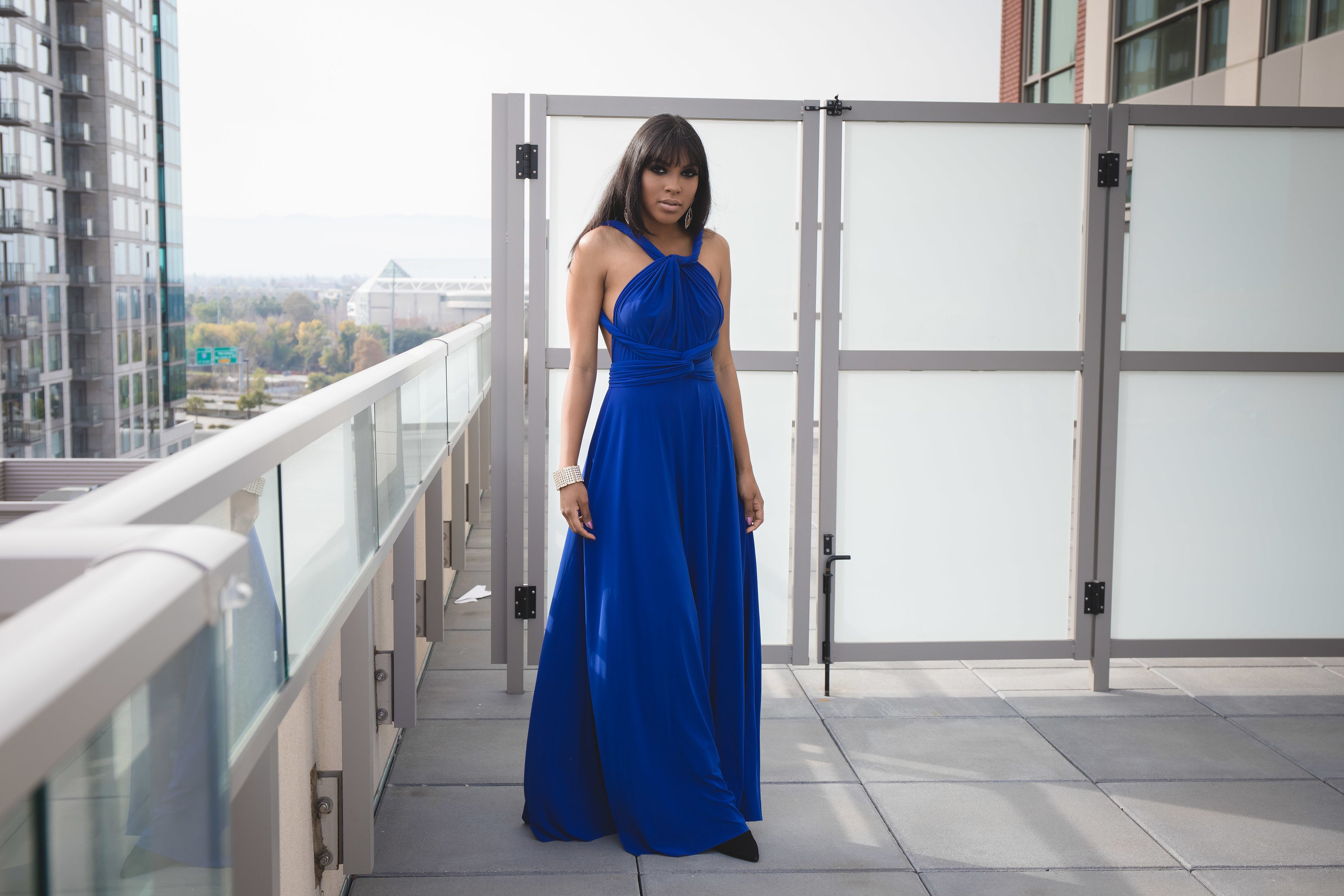 Cobalt Blue Convertible Wrap Dress thebridalgods Cobalt Blue Convertible Wrap Dress thebridalgods