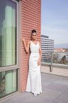 Ivory Satin Sleeveless Sleek Gown