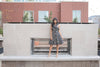 Black and Cream Halter Ruffle Dress