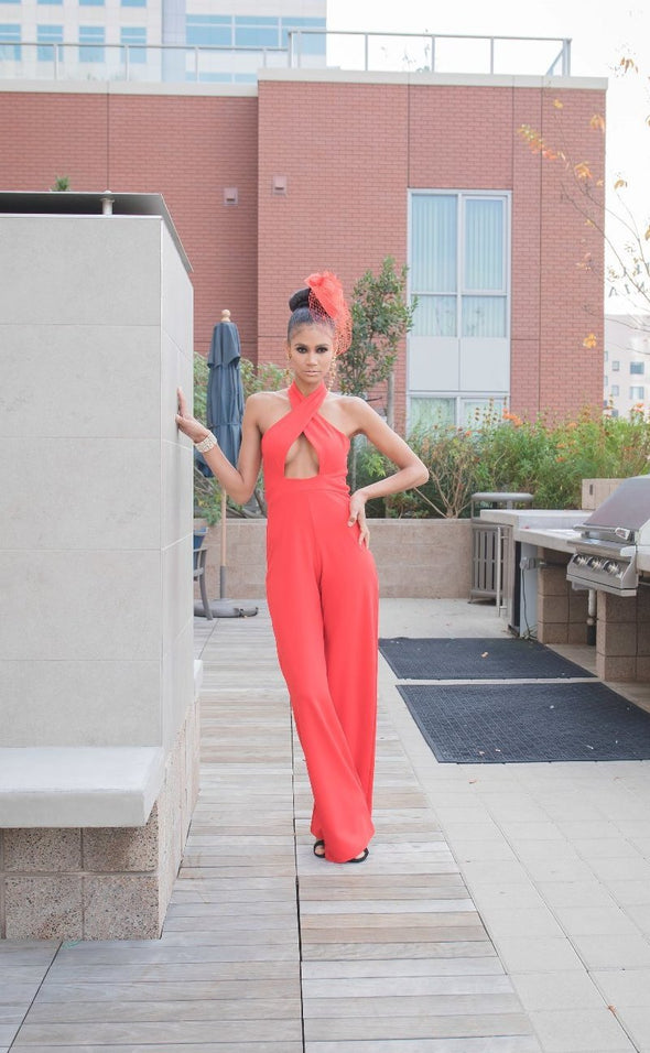 Red NastyGal Halter Jumpsuit