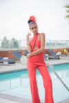 Red NastyGal Halter Jumpsuit