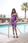 Purple and Blue Strapless Dress