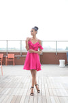 Pink Strapless Ruffle Dress