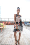 Floral with Leather detail Babydoll Dress