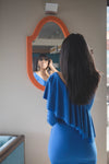 Cobalt Blue One Sleeve Ruffle Mini Dress