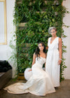 Ivory Surplice Bodice Crepe Jumpsuit with Wide Sash