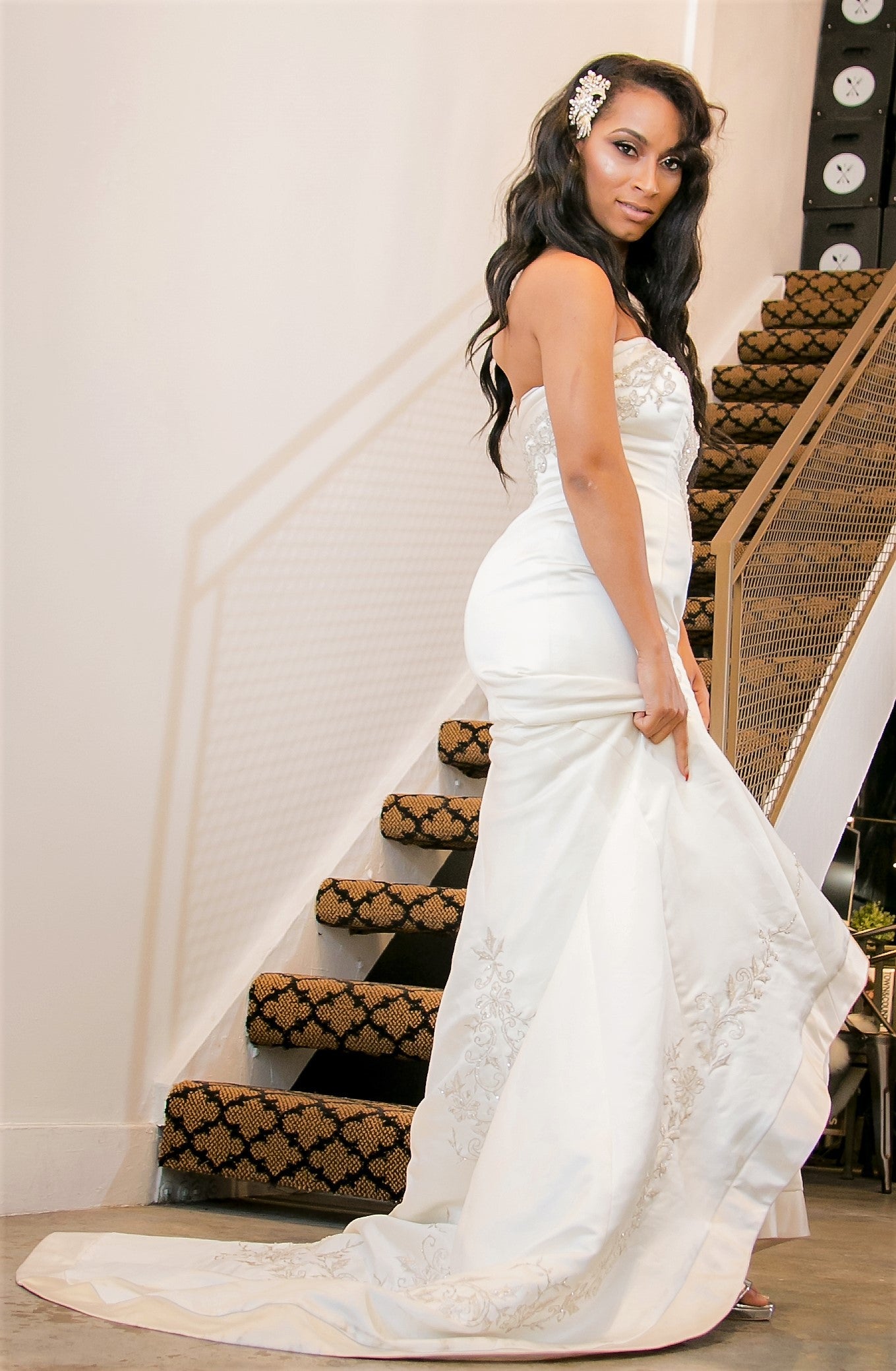 Ivory Satin Fit and Flare Wedding Gown thebridalgods Ivory Satin Fit and Flare Wedding Gown thebridalgods