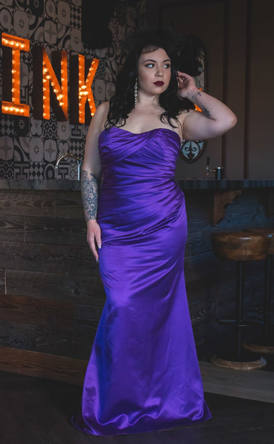 Purple Sweetheart Satin Mermaid Gown