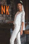White Lace Top and White Pants