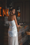 White Sweetheart Dress with Sheer Bottom
