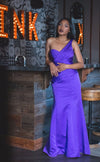 One Strap Purple Satin Mermaid Gown